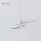 Luminous Zircon Feather Sterling Silver Necklace