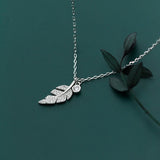 Luminous Zircon Feather Sterling Silver Necklace