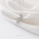 Luminous Zircon Feather Sterling Silver Necklace