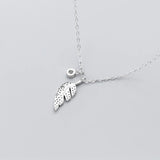 Luminous Zircon Feather Sterling Silver Necklace