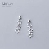 925 Sterling Silver Stud Earrings Openwork Stars Girls Accessories Oreilles