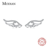 Sterling Silver Angel Wings Stud Earrings Hollow Feather Ear Pins