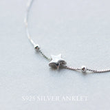 925 Silver Beads & Star Chain Bracelet Female 925 Jewelry Accessories