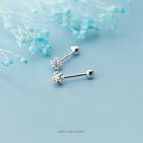 925 Silver Dandelion Stud Earrings Women Gift Plant Ear Pin Fine Jewelry