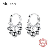 925 Silver Tassel Beads Hoop Earrings Women Jewelry Brincos