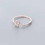 925 Silver Flower Plant CZ Ring Wedding Jewelry Gift