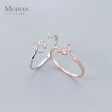 925 Silver Flower Plant CZ Ring Wedding Jewelry Gift