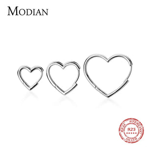925 Silver Hearts Hoop Earring Korea Style Jewelry
