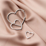 925 Silver Hearts Hoop Earring Korea Style Jewelry