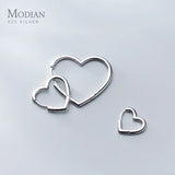 925 Silver Hearts Hoop Earring Korea Style Jewelry