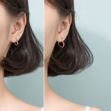 925 Silver Hearts Hoop Earring Korea Style Jewelry