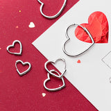 925 Silver Hearts Hoop Earring Korea Style Jewelry