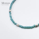 925 Silver Green Crystal Square Bracelet Adjustable Fine Party Jewelry