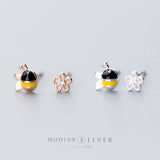 925 Silver Insect Bee Enamel Stud Earrings for Women