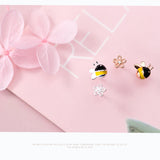 925 Silver Insect Bee Enamel Stud Earrings for Women