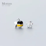 925 Silver Insect Bee Enamel Stud Earrings for Women