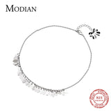 925 Silver Oval Tassel Anklet Women Bracelet Foot Chain