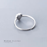 925 Silver Pink Opal Hearts Ring for Women Adjustable Open Finger Fine Jewelry