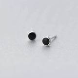 925 Silver Enamel Stud Earrings Women Girl Classic Jewelry