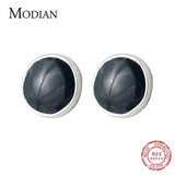925 Silver Enamel Stud Earrings Women Girl Classic Jewelry
