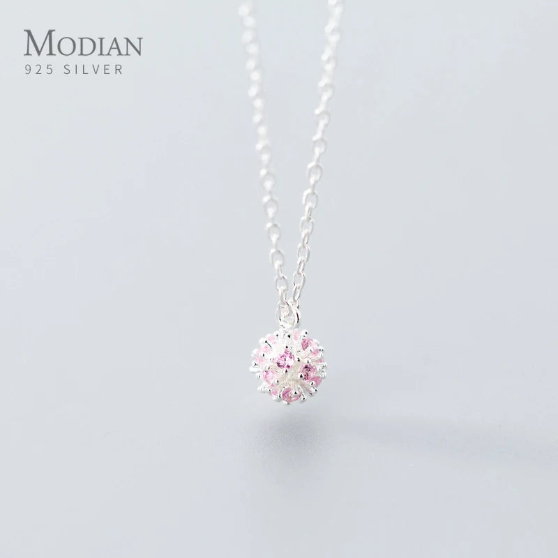 925 Sterling Silver Pink CZ Necklace Pendant for Women