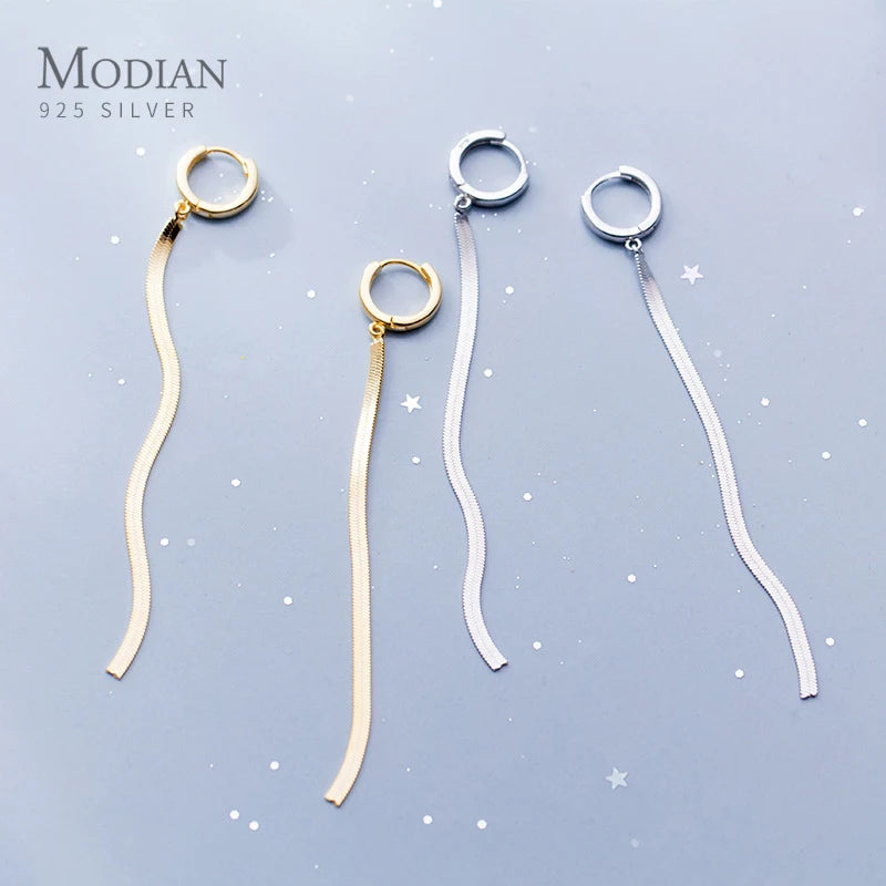 925 Silver Snake Chain Hoop Earrings for Women Wedding