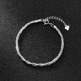 925 Silver Twisted Bead Bracelet Women Link Chain Party Jewelry