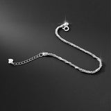925 Silver Twisted Bead Bracelet Women Link Chain Party Jewelry