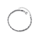 925 Silver Twisted Bead Bracelet Women Link Chain Party Jewelry