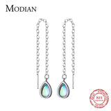 925 Silver Water Drop Dangle Earrings Rainbow Opal Jewelry