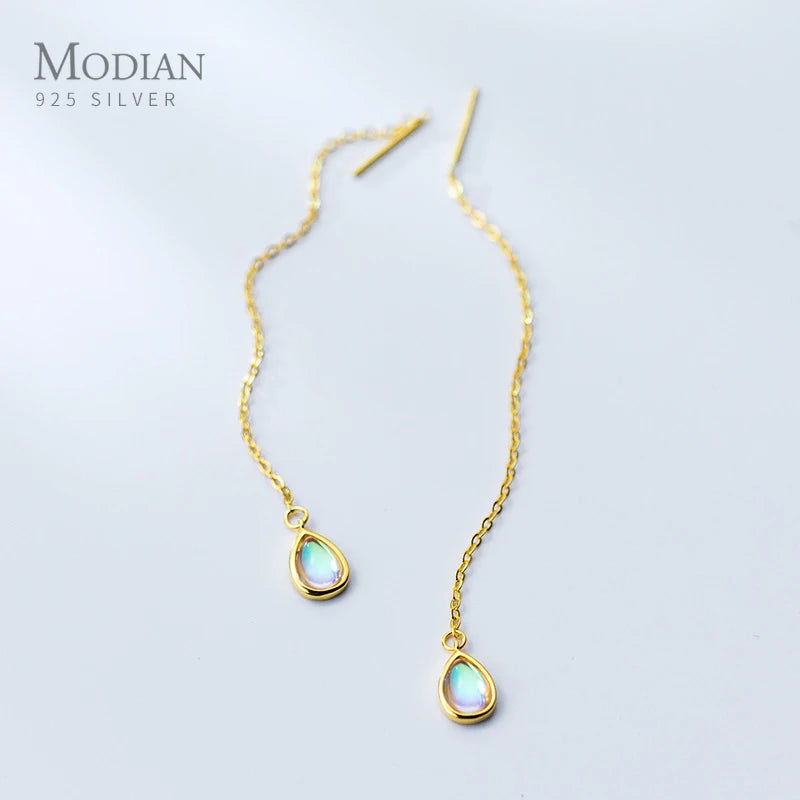 925 Silver Water Drop Dangle Earrings Rainbow Opal Jewelry