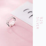 925 Sterling Silver Geometric Hollow Out Square Ring for Women
