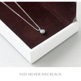 Round CZ Sterling Silver Pendant Necklace Women Wedding Jewelry Gift