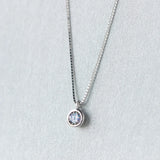 Round CZ Sterling Silver Pendant Necklace Women Wedding Jewelry Gift