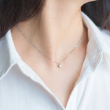 Round CZ Sterling Silver Pendant Necklace Women Wedding Jewelry Gift
