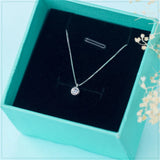 Round CZ Sterling Silver Pendant Necklace Women Wedding Jewelry Gift