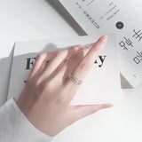Geometric Three-Layer Line Ring 925 Sterling Silver Open Abjustable Finger Rings