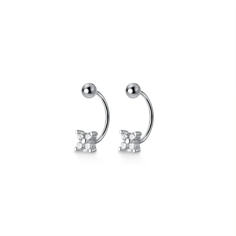 Zircon Clover Anti-Allergy 925 Sterling Silver Stud Earring