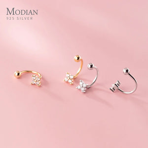 Zircon Clover Anti-Allergy 925 Sterling Silver Stud Earring