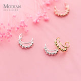 925 Silver Stackable Beads C-Shape Clips Earrings