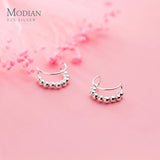 925 Silver Stackable Beads C-Shape Clips Earrings