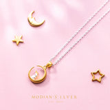 Crescent Rabbit Sterling Silver Necklace