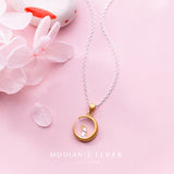 Crescent Rabbit Sterling Silver Necklace