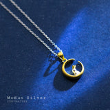 Crescent Rabbit Sterling Silver Necklace