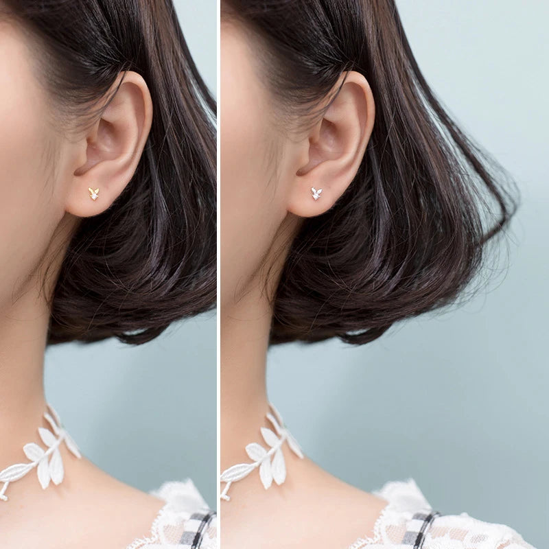 Victory Shape Stud Earrings 925 Silver Ear Studs Jewelry