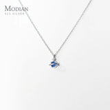 Gradient Crystal 925 Silver Planet Pendant Link Chain Necklace