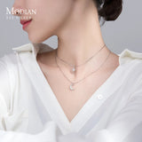 925 Silver Zircon Stackable Star Moon Pendant Necklace
