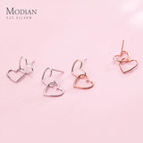 925 Silver Romantic Heart Ear Studs Charm Earrings