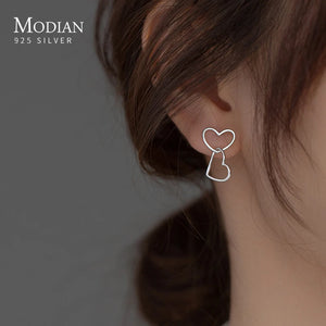 925 Silver Romantic Heart Ear Studs Charm Earrings