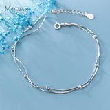 Double Layer Snake Chain Anklet w/ Heart Clasp